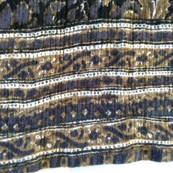 Free People Boho Tunic Black Tan Floral Peasant Top XS Square Neck Crochet Dress - Picture 11 of 16